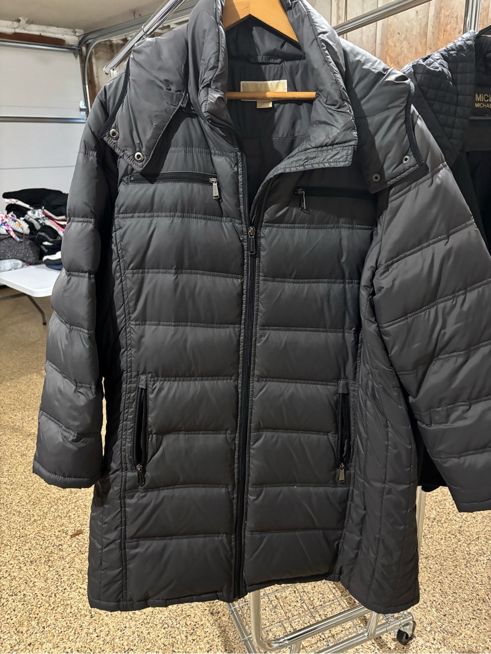 MICHAEL Michael Kors Gray Quilted Long Puffer Coat